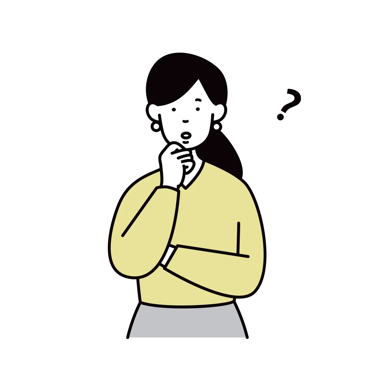 ?を浮かべている女性のイラスト