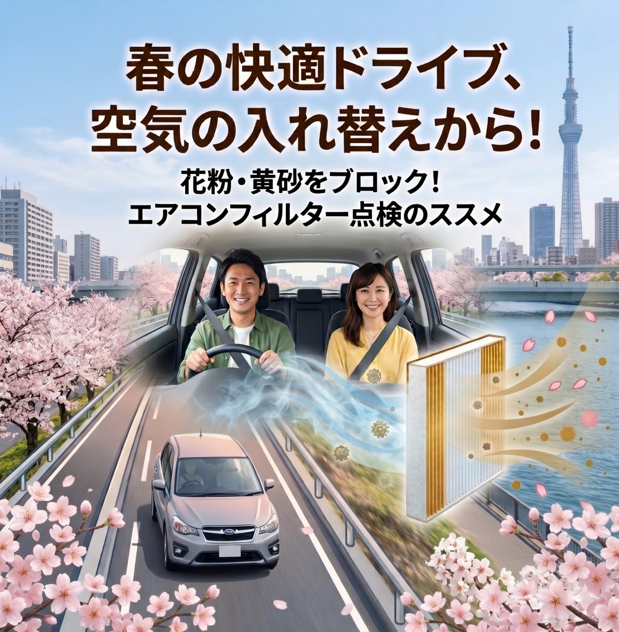 春のドライブを快適に！花粉・黄砂対策に「エアコンフィルター」交換のススメ